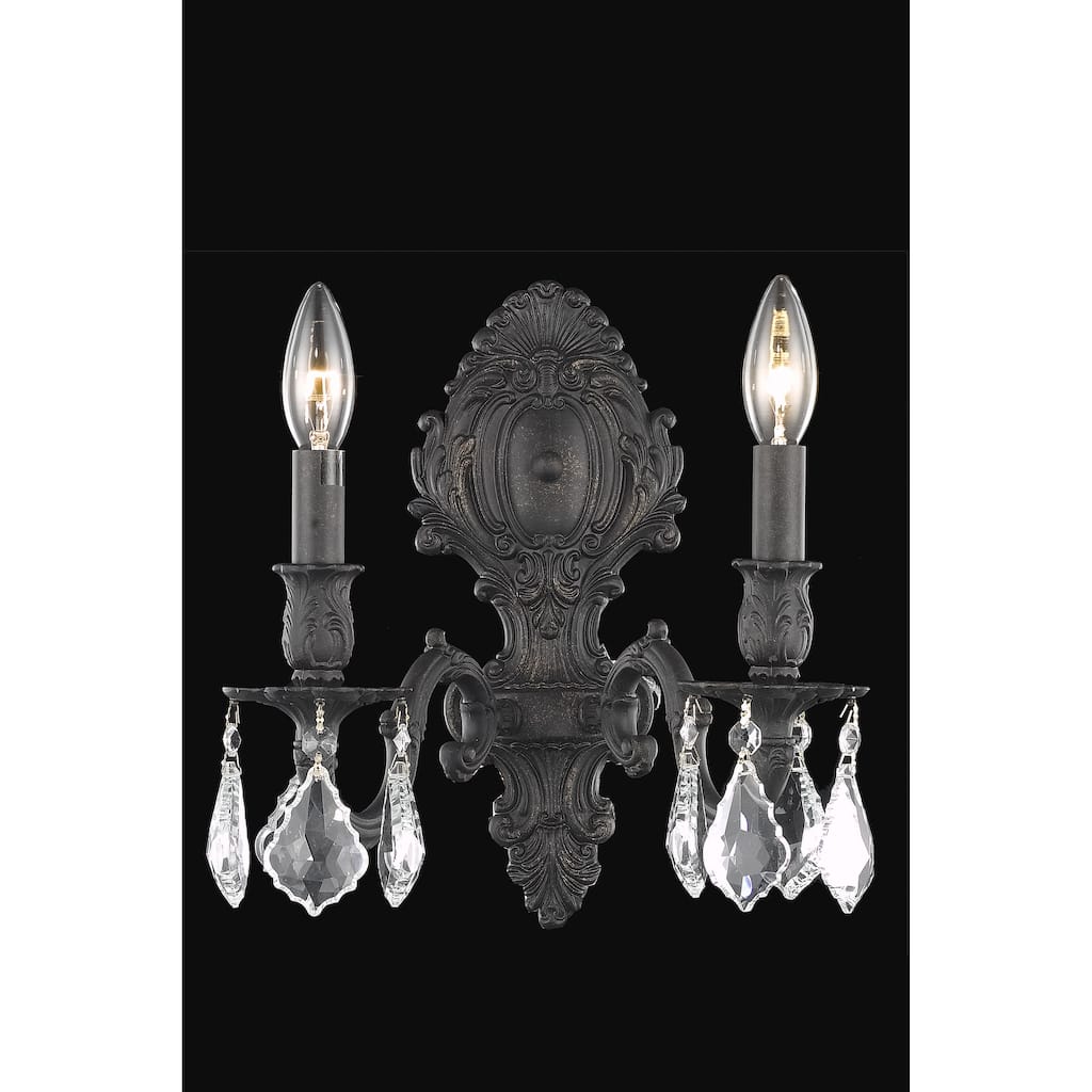 Fleur Illumination Collection Wall Sconce D:10in H:11.5in E:7.5in Lt:2 Dark Bronze Finish (Elegant Cut Crystals)