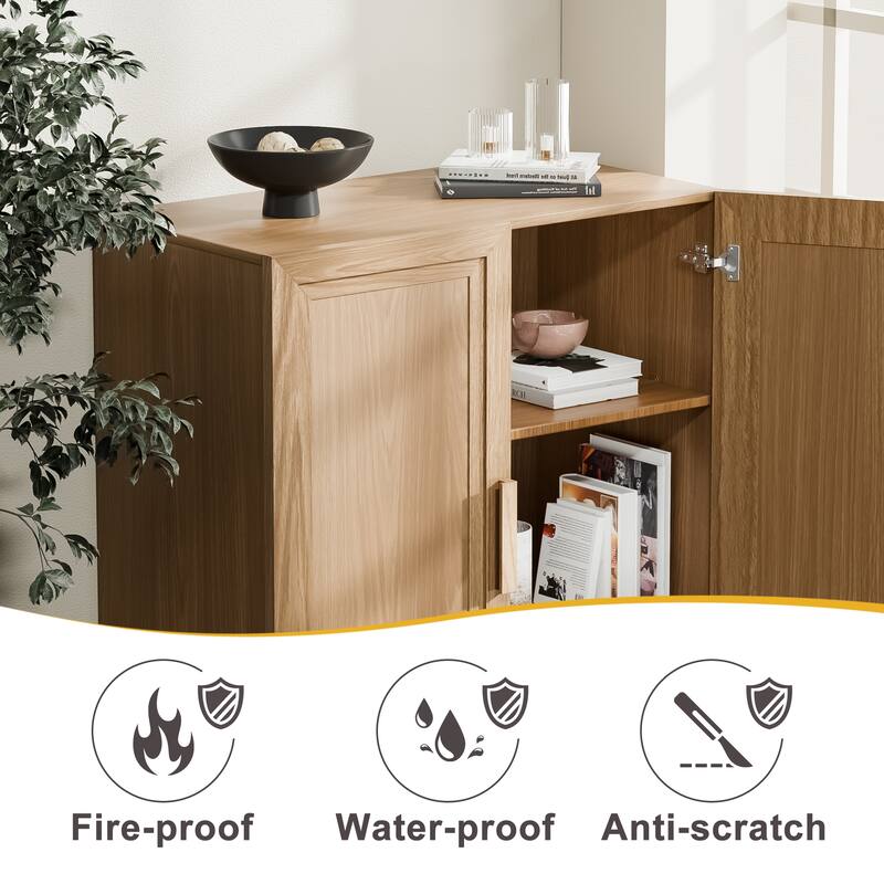 Wooden Accent Cabinet Storage Modern Sideboard Buffet Cabinet with Adjustable Shelf for Living Room Dining Room Entryway