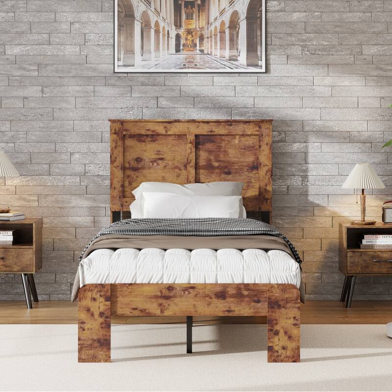 Twin Size Wood Platform Bed Frame - Under Bed Storage, No Box Spring Needed, Noise Free & Easy Assembly