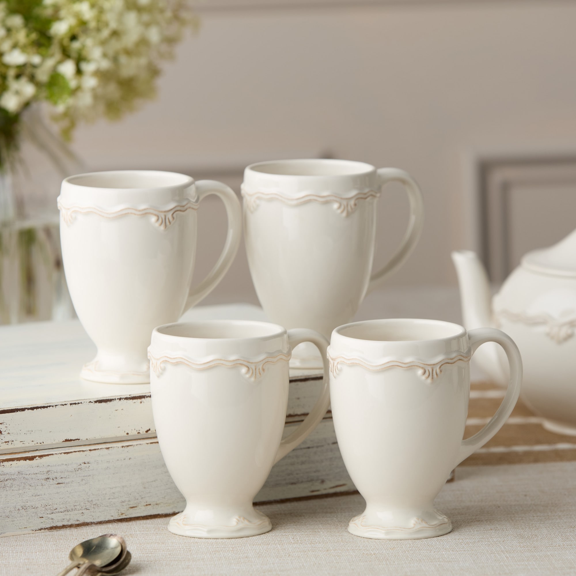 Certified International Heritage Scroll 12 oz. Mugs,Set of 4 - 5.125"W x  3.375"D x 5"H - On Sale - Overstock - 43369256