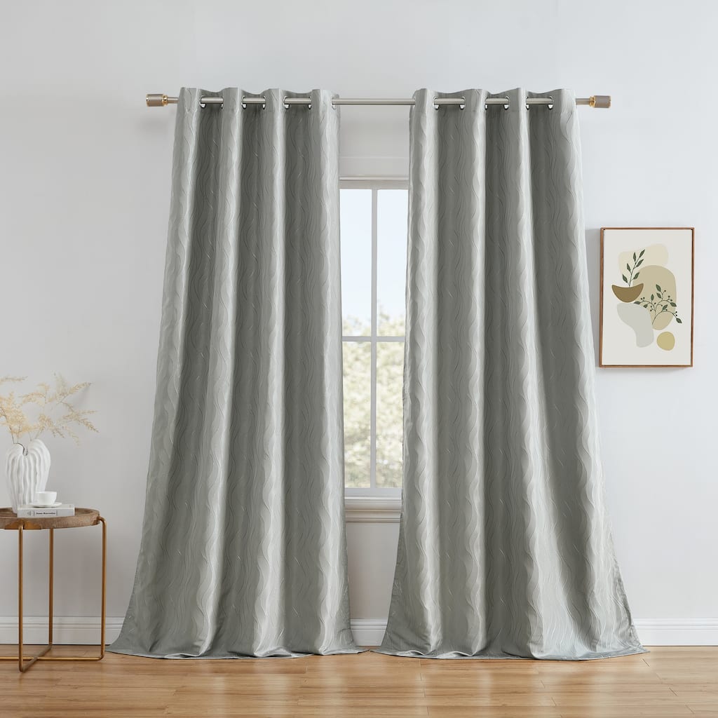 HLC.me Camden 100% Blackout Thermal Energy Efficient Window Curtain Grommet Panels Living Room Bedroom, Set of 2