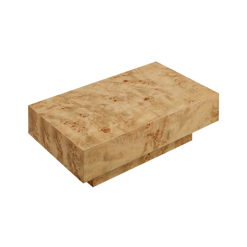 43.31" Mid-Century Modern Rectangle Burl Wood Veneer Coffee Table