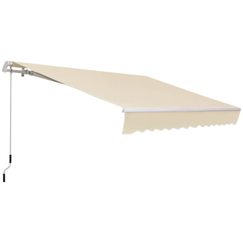 12' x 8' Retractable Awning Sun Shade Shelter with Manual Crank Handle, 280g/m² UV & Water-Resistant Fabric and Aluminum Frame