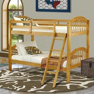 63" Wood Twin Bunk Bed with Guard Rails in Oak - Bed Bath & Beyond ...