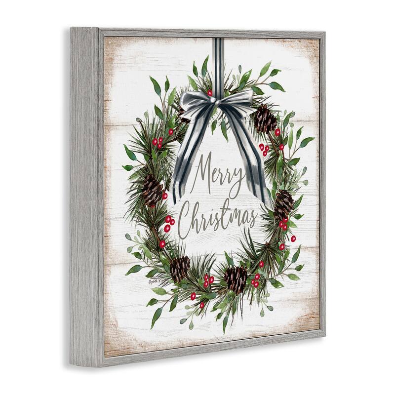 Stupell Rustic Christmas Pinecone Wreath Framed Giclee Art Design By Elizabeth Tyndall