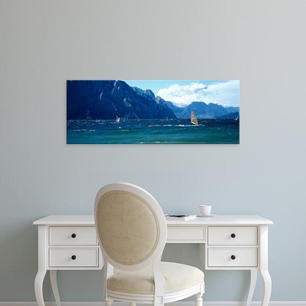 Easy Art Prints Panoramic Images's 'Windsurfing on a lake, Lake Garda, Italy' Premium Canvas Art
