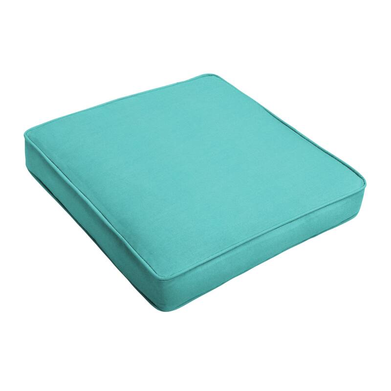 Humble + Haute Valencia Solid Sunbrella Indoor/ Outdoor Corded Chair Cushion, Set of 2 - Aqua Blue