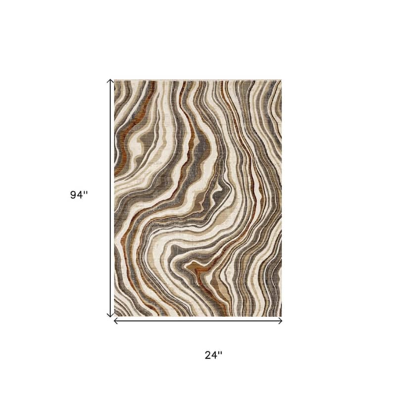 HomeRoots Abstract Modern Runner Area Rug - 2' X 8'