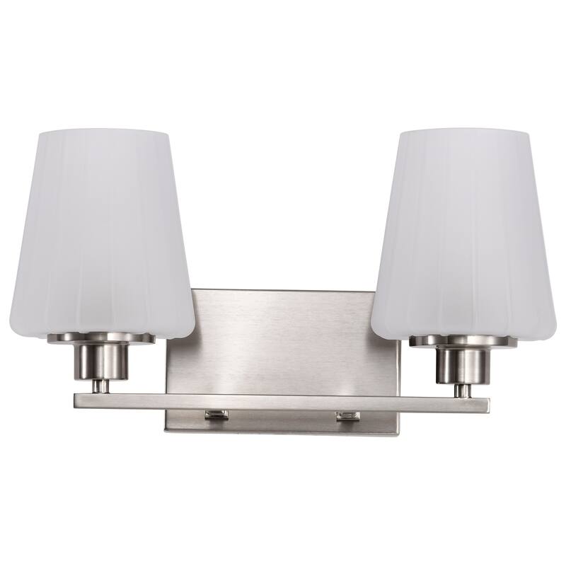 Lune 2 Light Vanity Brushed Nickel Finish Etched White Glass - Brushed Nickel