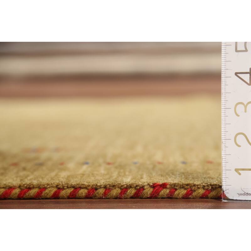 Tribal Gold Gabbeh Oriental Accent Rug Hand-Knotted Wool Carpet - 3'10"x 5'10"