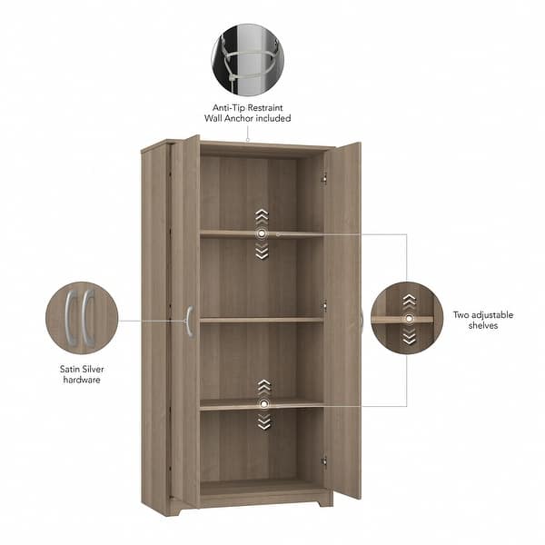 dimension image slide 5 of 7, Cabot Tall Storage Cabinet with Doors by Bush Furniture