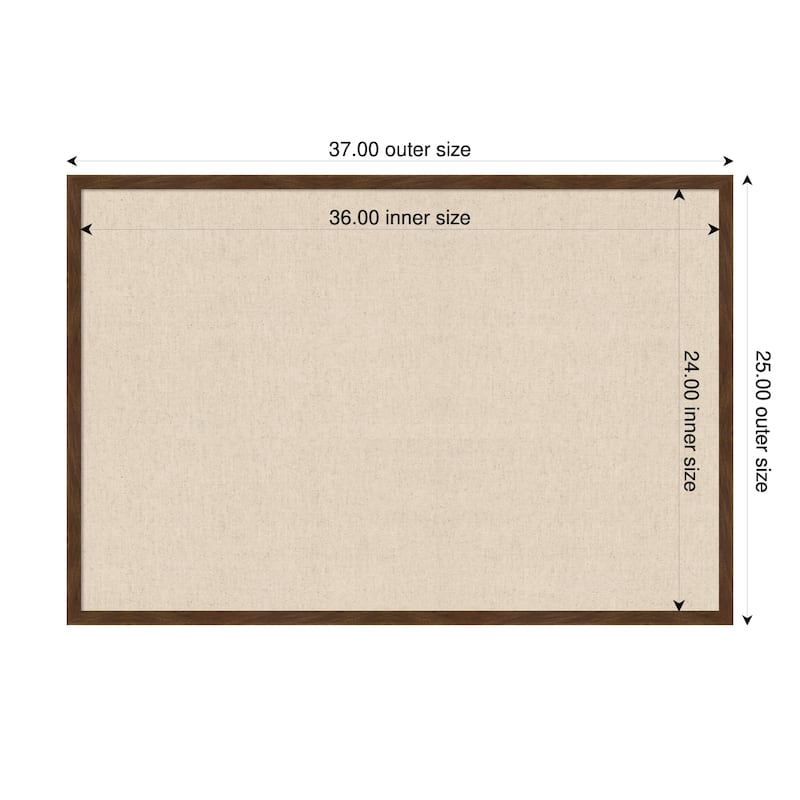Amanti Art Framed Fabric Pinboard Natural Linen Printed Bulletin Board - Board Size 36 x 24 - Carlisle Brown Narrow
