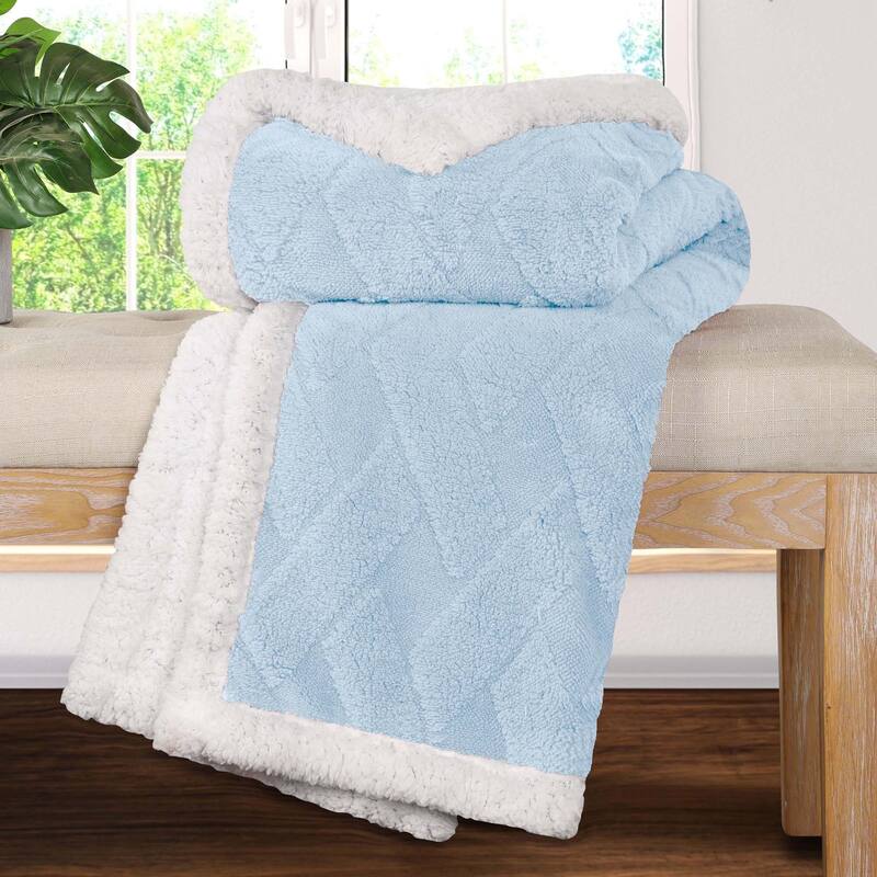 Superior Nuuk Jacquard Lattice Fluffy Sherpa Fleece Blanket