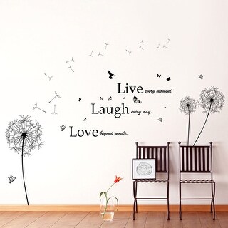Walplus Wall Sticker Decal Black Dandelion with Classic Live Laugh Love Quote Walplus Wall Sticker Decal Black Dandelion with Classic Live Laugh Love Quote
