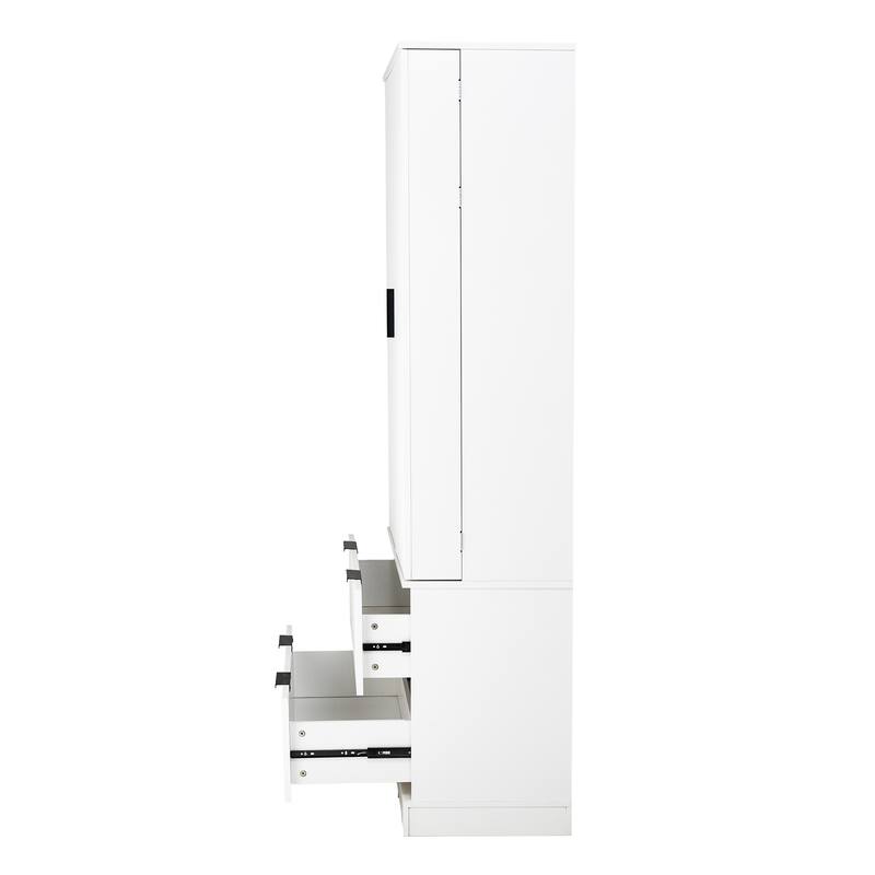 72" Modern Fluted Kitchen Pantry Cabinet with 2 Large Drawers & 8-Door Spice Rack, Freestanding Storage Organizer