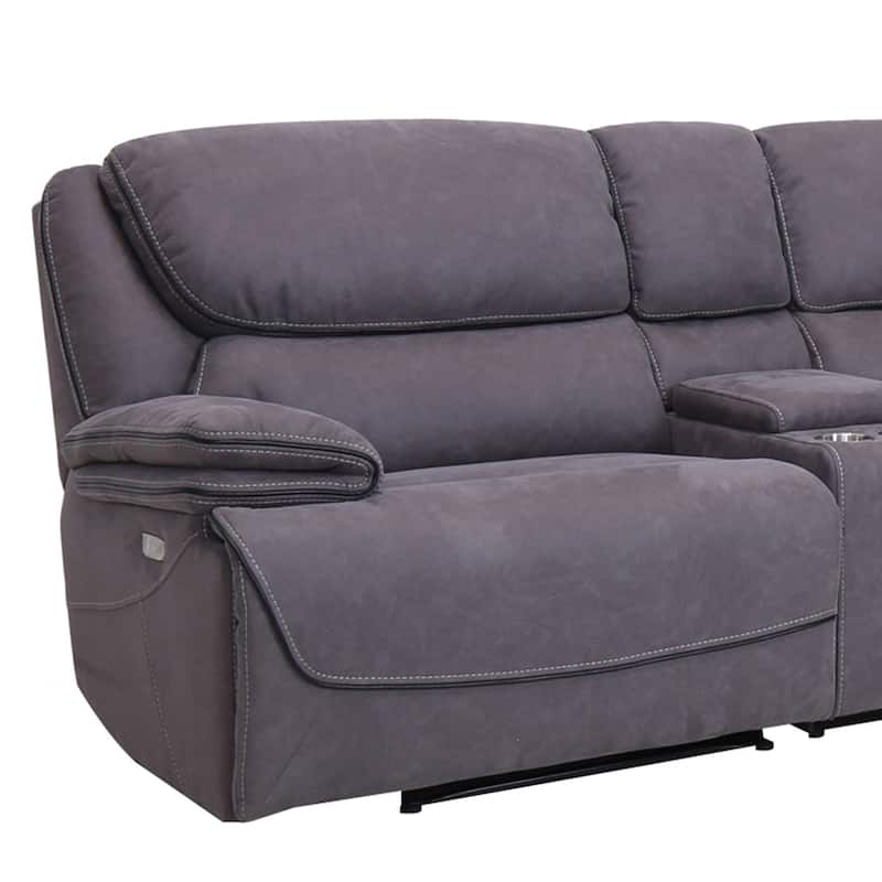 Levi Grey Transitional Upholstered Power Reclining Sectional Sofa