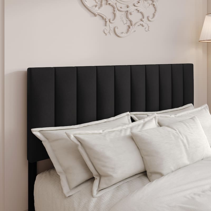 Clayfell Dennis Twin Upholstered Headboard with Vertical Channel Design, Adjustable Height, Gray