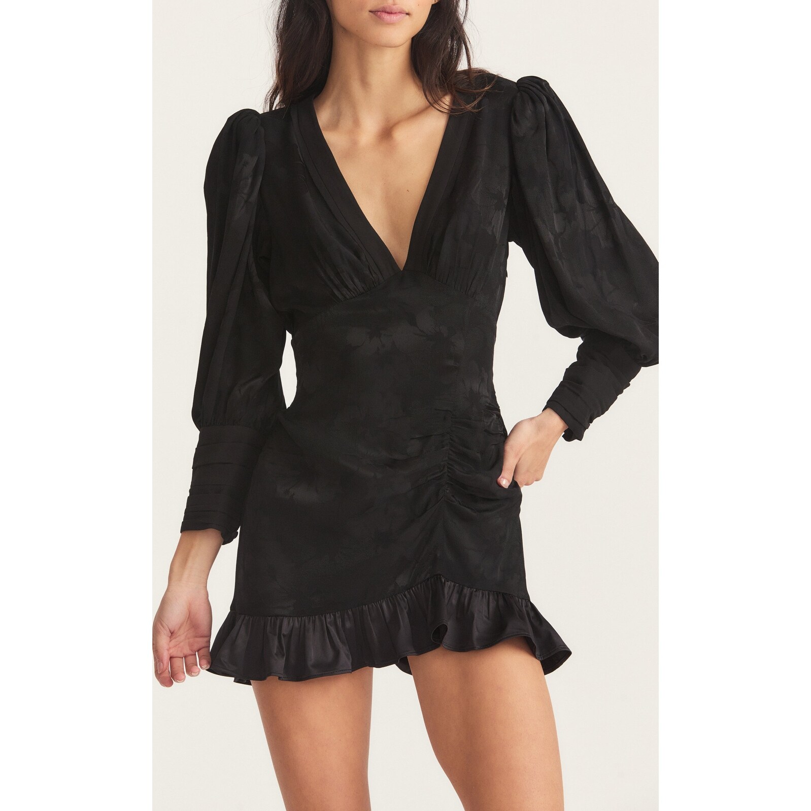 LOVESHACKFANCY Women's Revaline Black Ruffle Trim Mini Dress - Bed Bath &  Beyond - 41754424