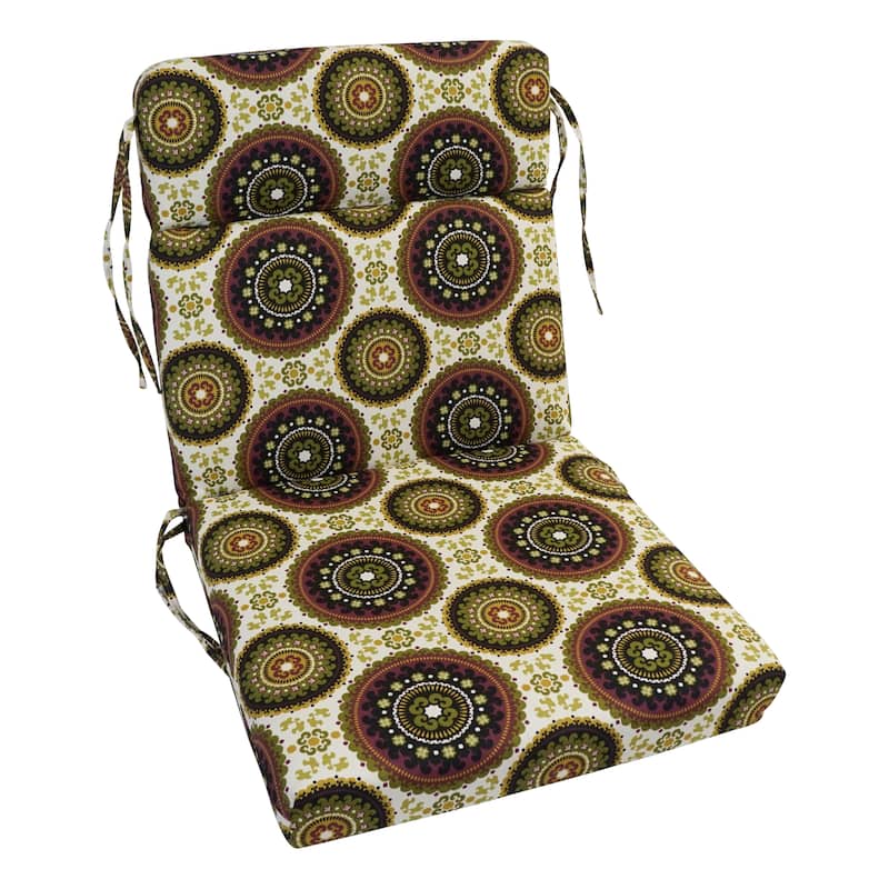 20-inch by 42-inch Three-section Outdoor Seat/Back Chair Cushion - Earthly Delight