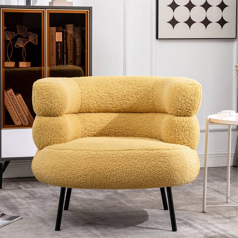 XINMICS Modern Accent Chair Upholstered Armchair for Living Room, Bedroom - Yellow