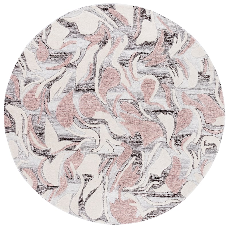 SAFAVIEH Handmade Jardin Volha Wool Rug - 6' Round - Pink/Ivory