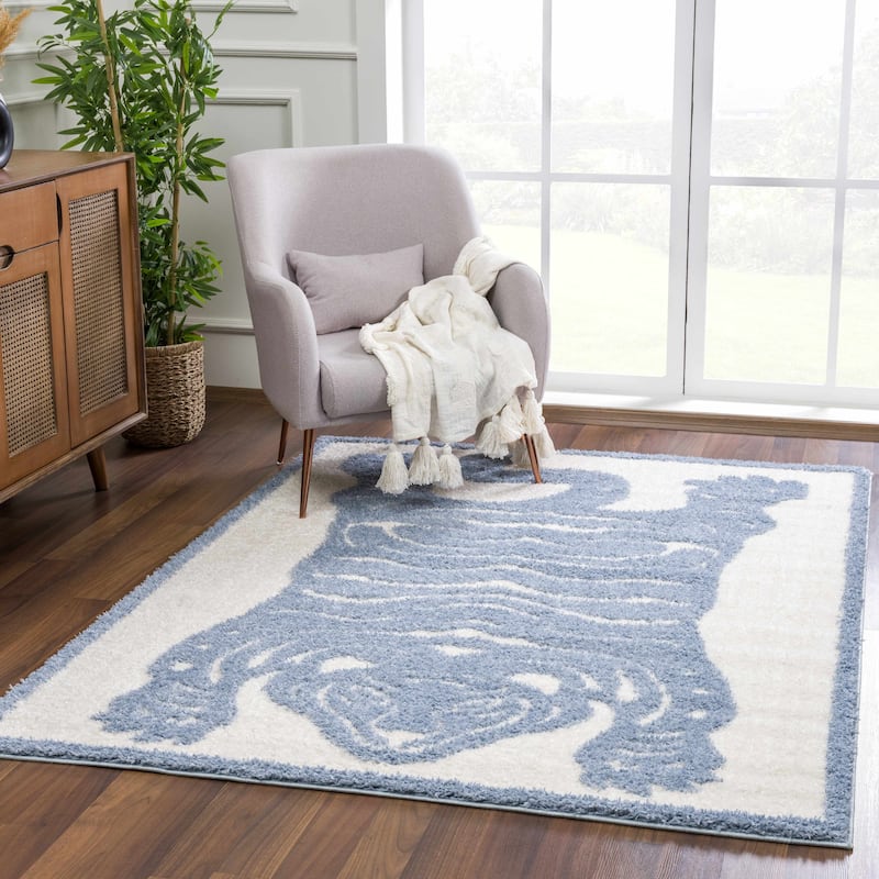 Tilos Tiger Pattern Shag Area Rug