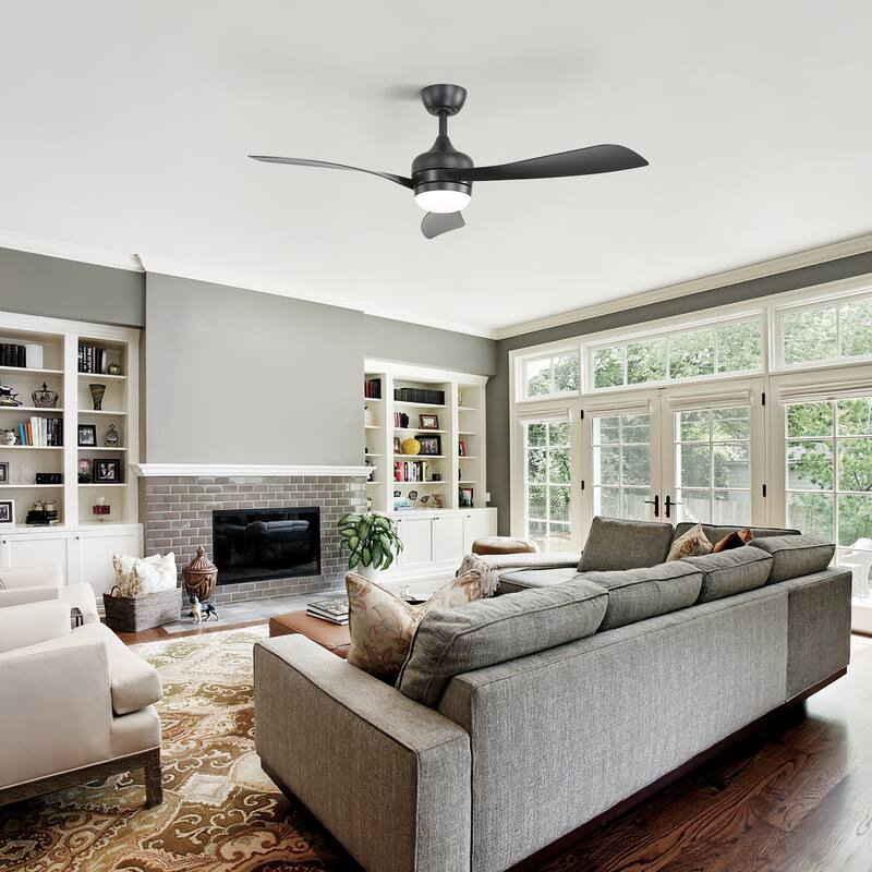 52-Inch Ceiling Fan With 3 ABS blades,Remote Control,Reversible DC Motor,Noiseless,3 Downrods Available,LED Dimmable