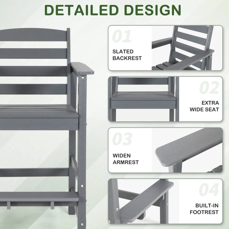 Vrakae Outdoor Adirondack Bar Stool Chairs (Set of 2)