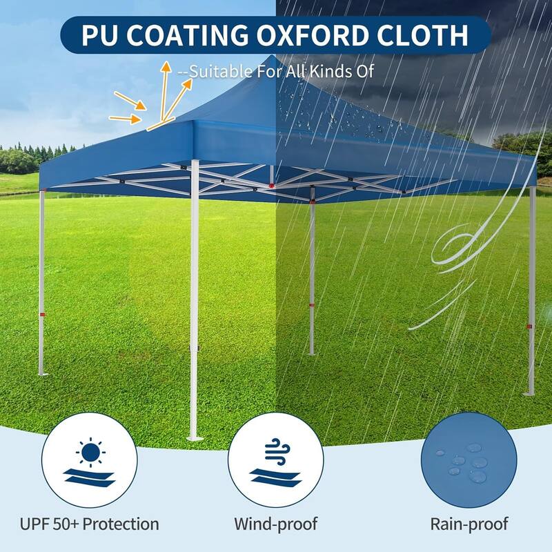 10 x 10 ft Pop Up Instant Canopy Tent, All Season Outdoor Sun Shade for Patio, Backyard, Bench, Garden - N/A