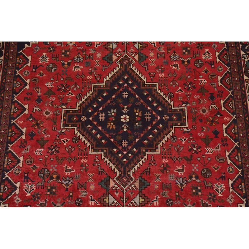Tribal Shiraz Persian Vintage Rug Living Room Handmade Wool Carpet - 6'7"x 9'10"