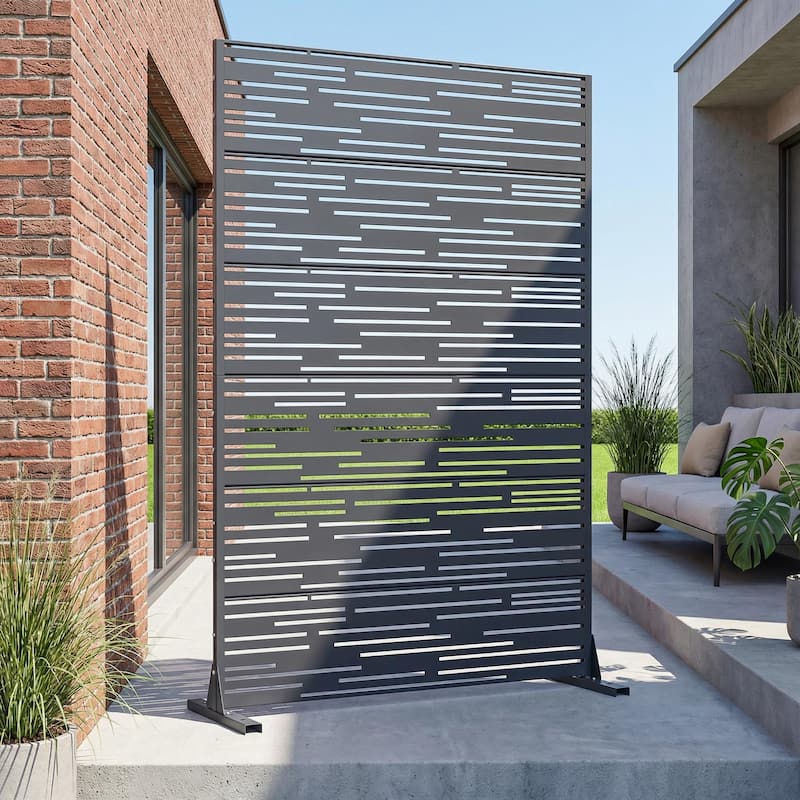 Shine Metal Privacy Screen Panel Free Standing - Dark Grey - 72"x47"