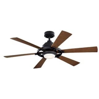 Kichler Iras 52 Inch LED Ceiling Fan Distressed Black with Walnut Blades