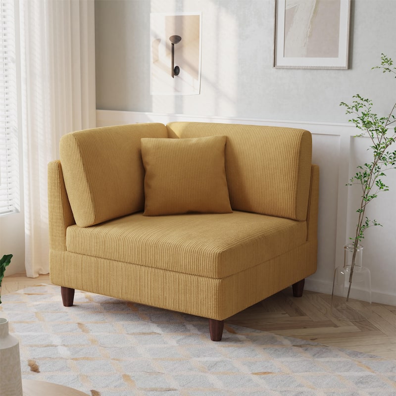Corduroy Accent Chair with Ottoman Modular Couch Sectional Sofa