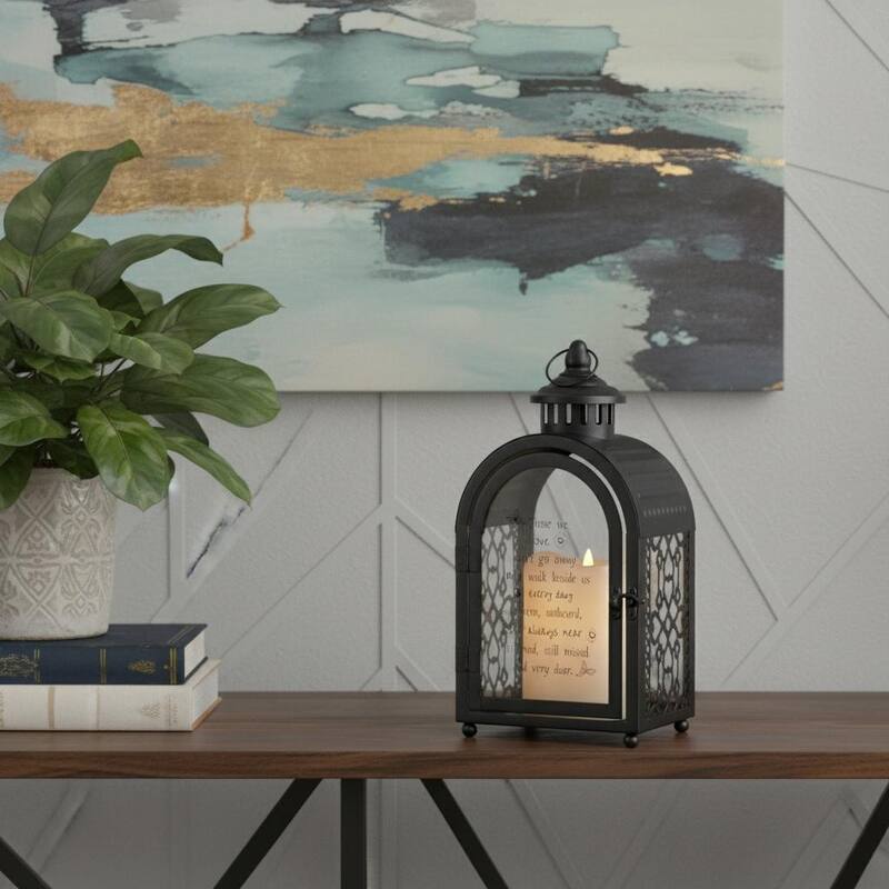 11" Clear And Black Glass And Metal Memorial Remembrance Lantern Candle Holder - Clear/Black