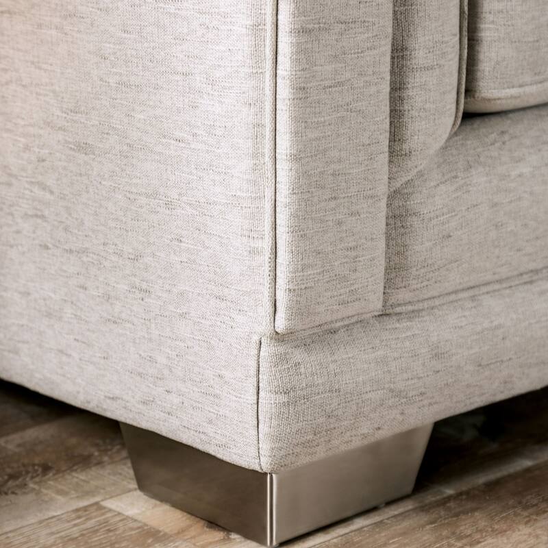Grett Transitional Grey Wood Padded Loveseat by Furniture of America