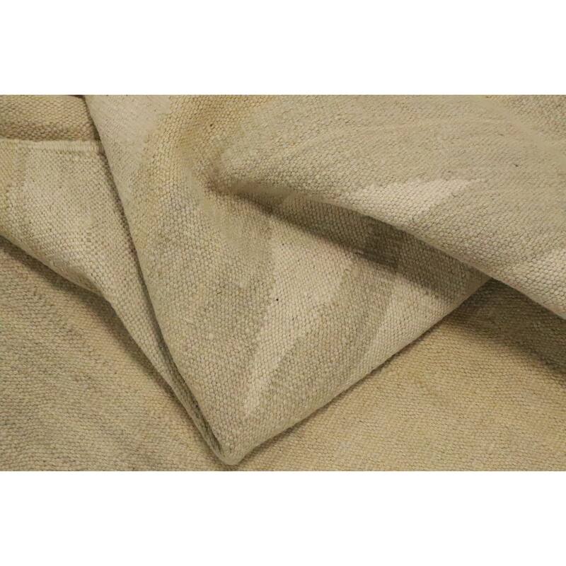Hand Woven Oriental 100% Wool Carpet Southwestern Modern Beige & Ivories Kilim Area Rug - 5' 0'' X 2' 11''