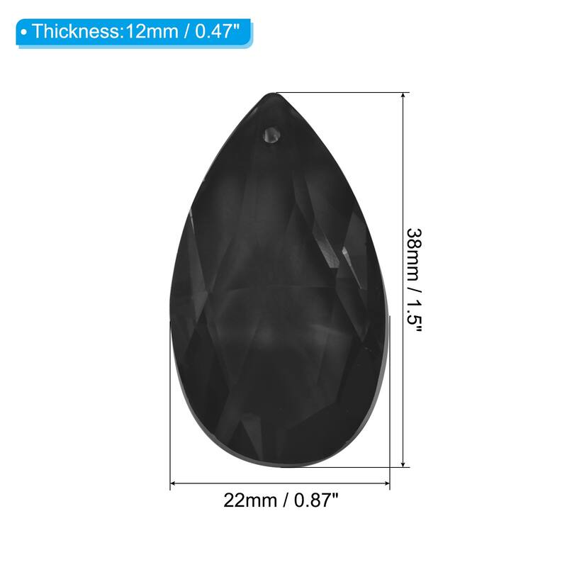 K9 Crystal Pendants Teardrop Beads, 10 Pack 38mm Chandelier Prisms DIY - Black