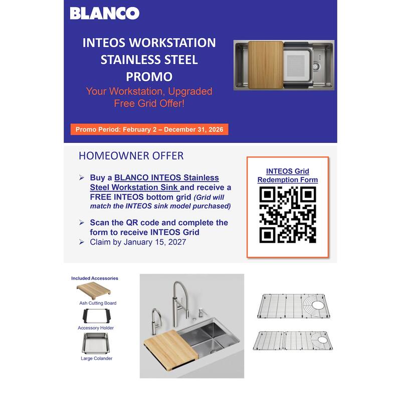 Blanco 443299 Inteos 30" Undermount Single Basin Stainless Steel - Stainless Steel