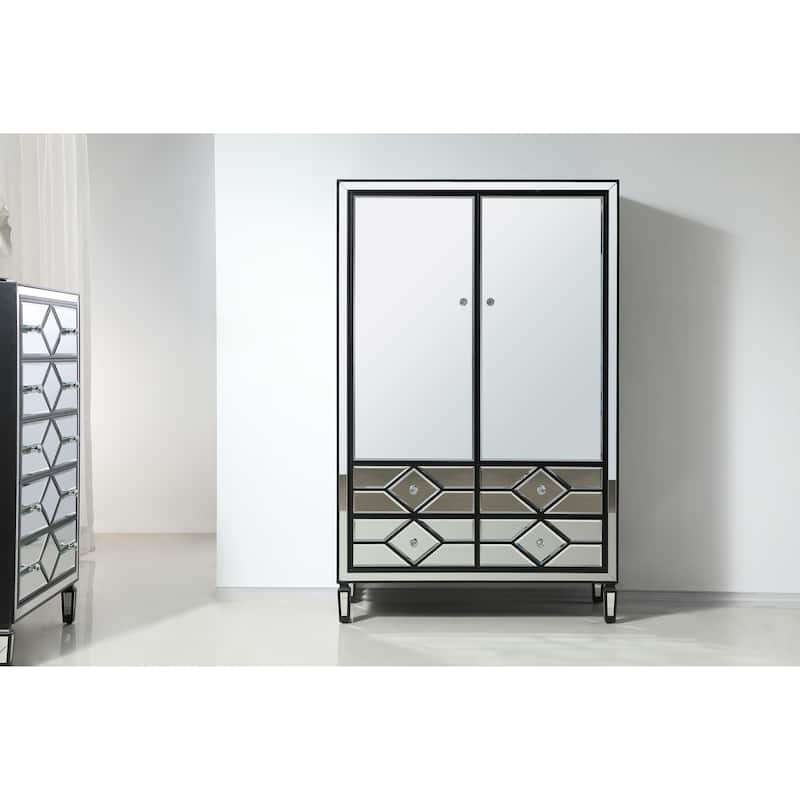 Mirrored Armoire with Drawers