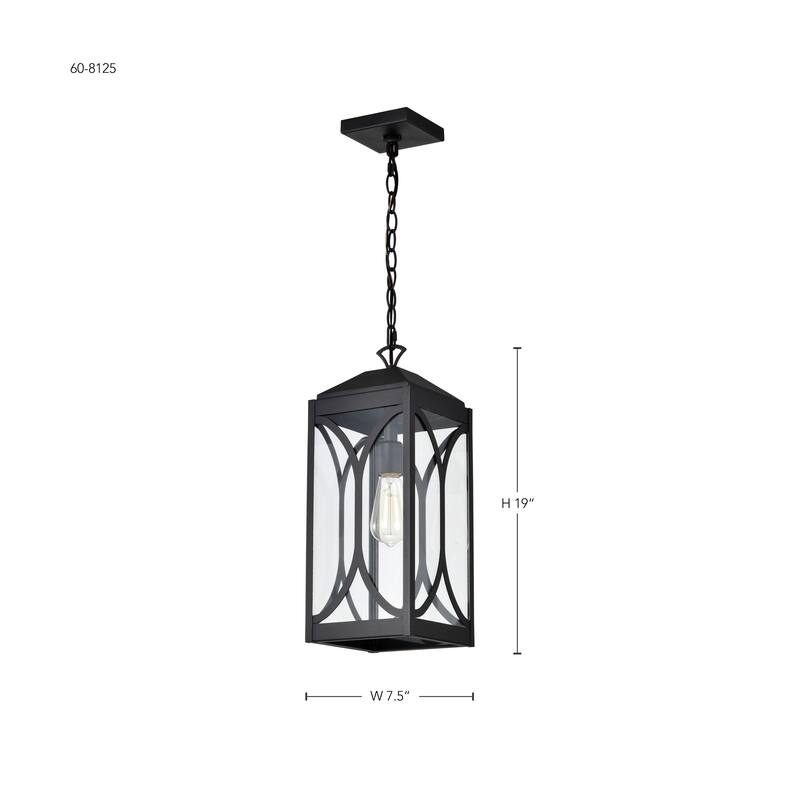 Oaklyn 1 Light Hanging Lantern Matte Black with Clear Glass