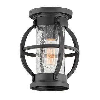 Hinkley Chatham Collection One Light Medium Outdoor Flush Mount, Museum Black