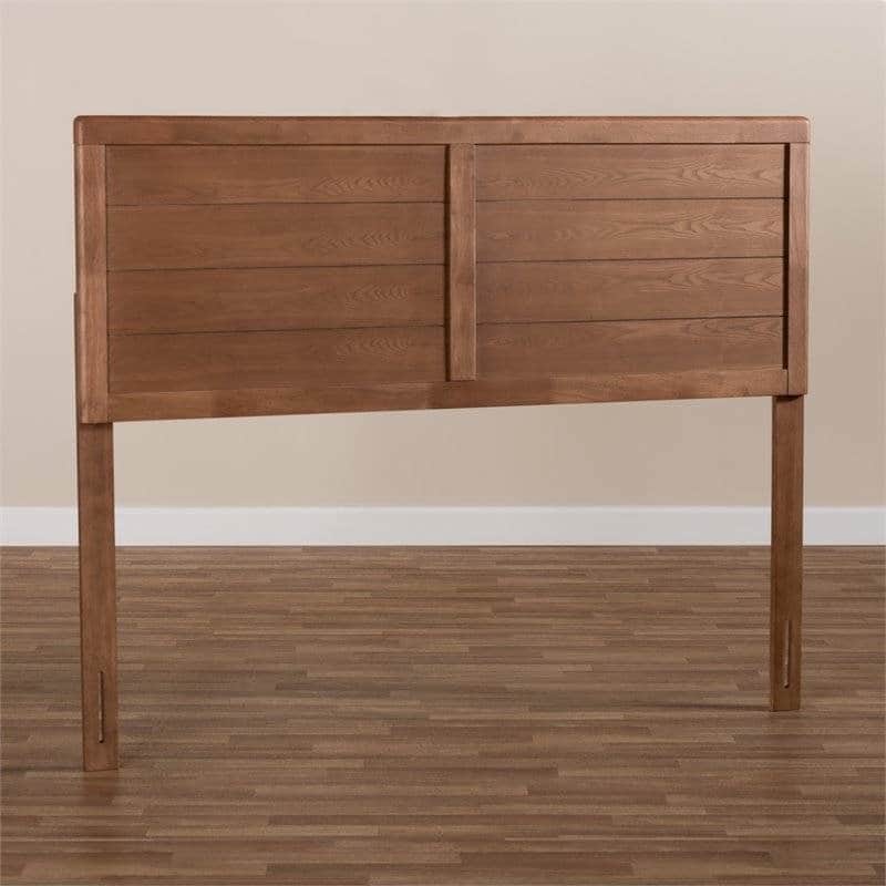 Farmhouse Headboard in Rustic Brown Walnut Wood Finish