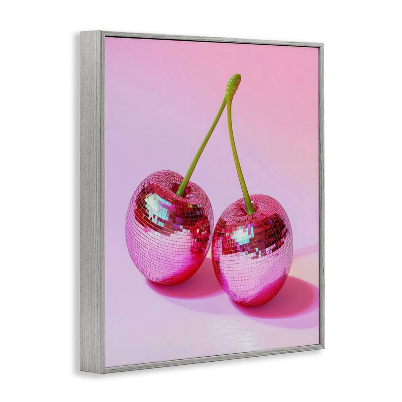 Stupell Pink Disco Cherries Framed Giclee Art Design By LSR Creative Studio