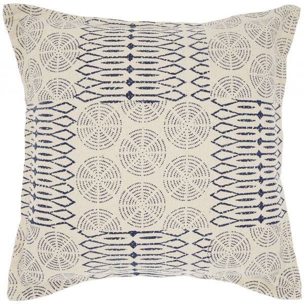 Indigo And Ivory Geometric Throw Pillow Indigo And Ivory Geometric Throw Pillow