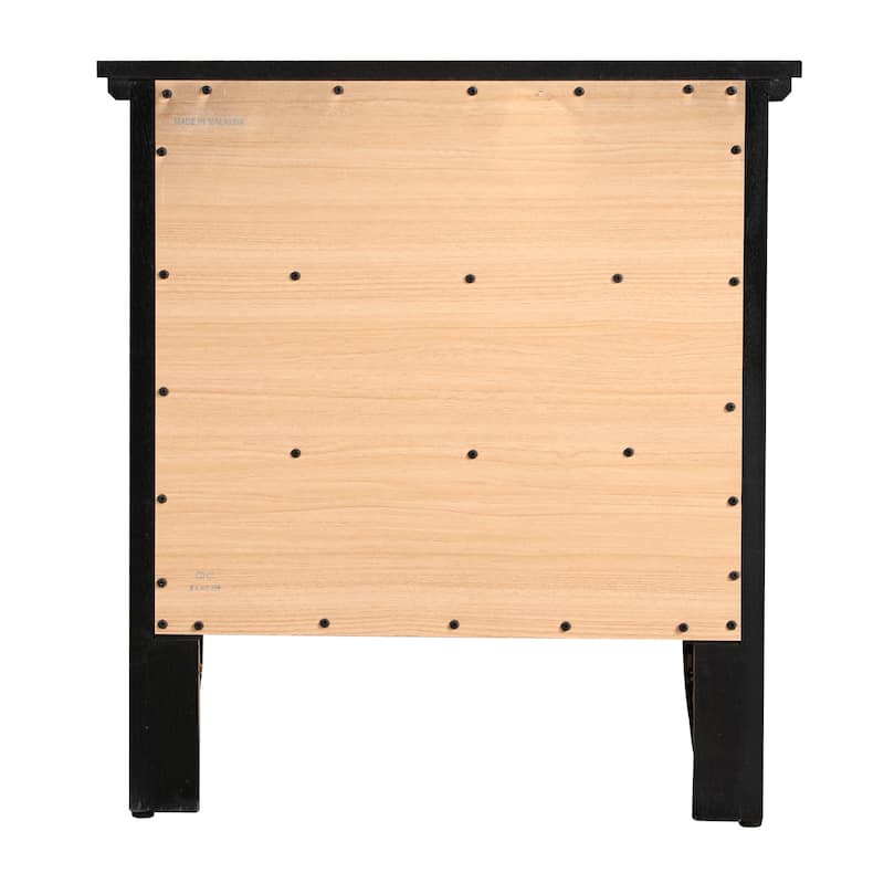 Black Nightstand 26x24x18 with Three Spacious Drawers, Compact Bedside Table for Bedroom Storage and Sleek Contemporary Look