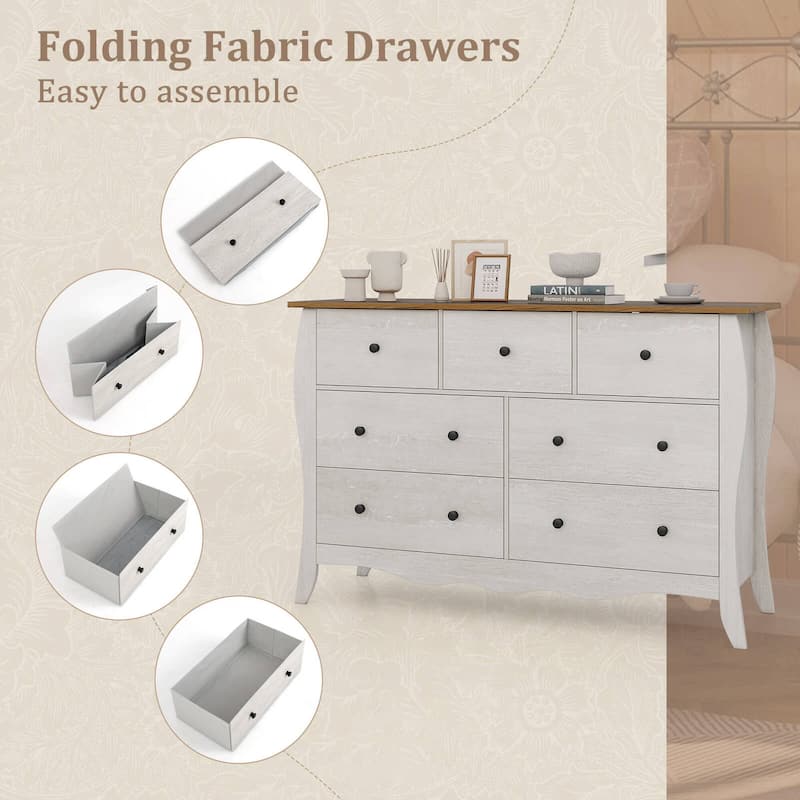 1/2 pcs Storage Cabinet 47" Floor Cabinet w/ Foldable Fabric Drawers
