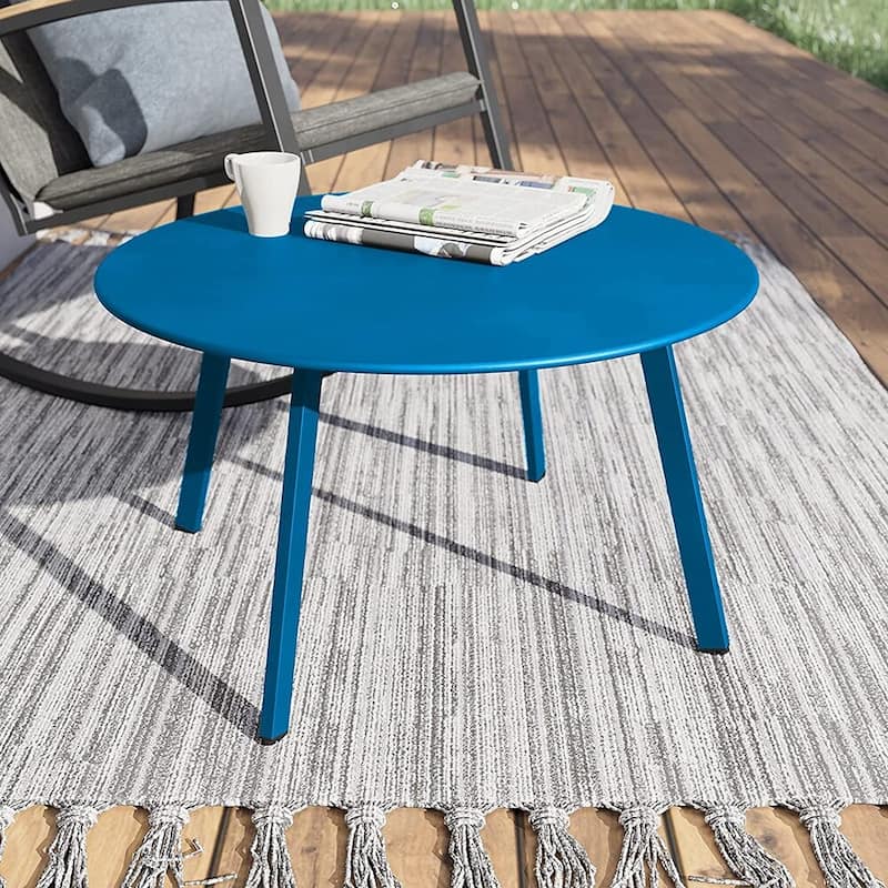 Patio Side Tables for Outside, Small End Table Accent Table Metal Round for Deck Garden Porch Balcony Yard Lawn