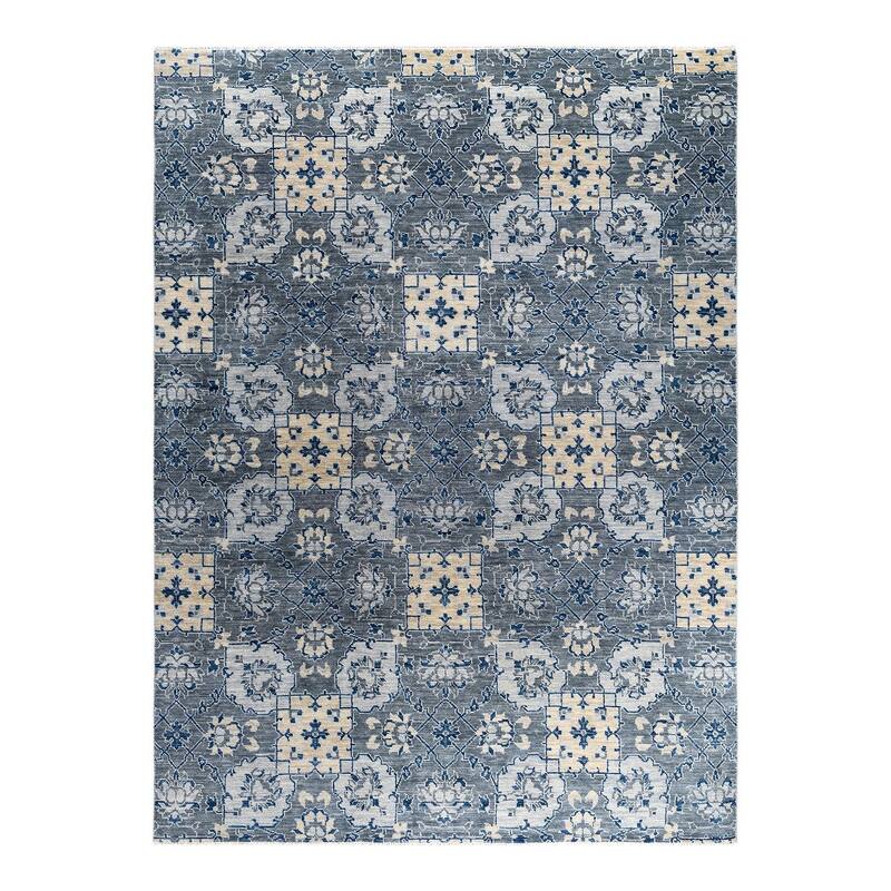 Modern One-of-a-Kind Handmade Area Rug - Gray, 9' 1" x 12' 2" - 9' 1" x 12' 2"
