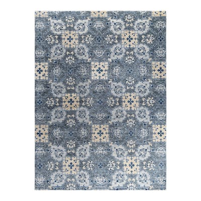 Modern One-of-a-Kind Handmade Area Rug - Gray, 9' 1" x 12' 2" - 9' 1" x 12' 2"