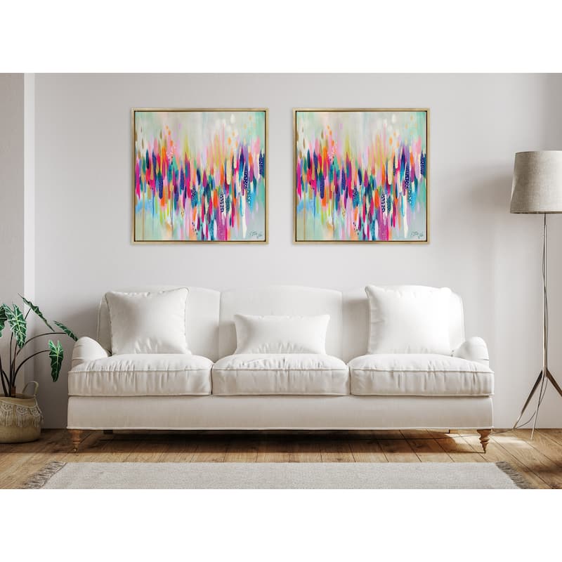 Kate and Laurel Sylvie Brushstroke 154 Framed Canvas by Jessi Raulet